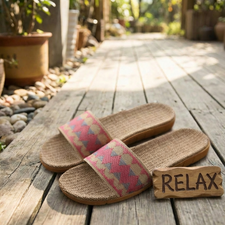 Chic Pink Woven Slide Sandals with Espadrille Sole - Women's Summer Slip-Ons