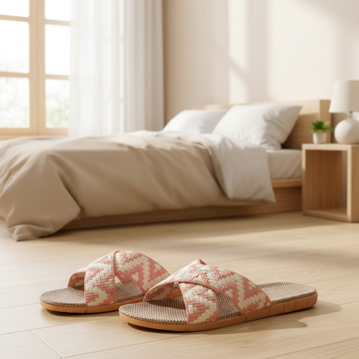 Chic Pink Woven Slide Sandals with Espadrille Sole - Women's Summer Slip-Ons