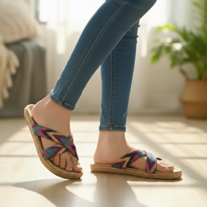 Chic Pink Woven Slide Sandals with Espadrille Sole - Women's Summer Slip-Ons