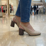 Beige Suede Glitter Block Heel Slingback Heels - Elegant and Stylish Shoes