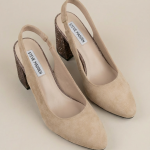 Beige Suede Glitter Block Heel Slingback Heels - Elegant and Stylish Shoes