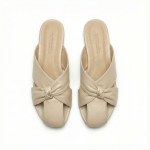 Elegant Knot-Design Soft Slip-On Sandals – Light Off-White & Light Coffee