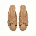 Elegant Knot-Design Soft Slip-On Sandals – Light Off-White & Light Coffee