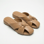 Elegant Knot-Design Soft Slip-On Sandals – Light Off-White & Light Coffee